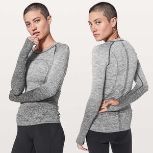 Lululemon Swiftly Tech Long Sleeve Crew Black / White (Grey Ombre)